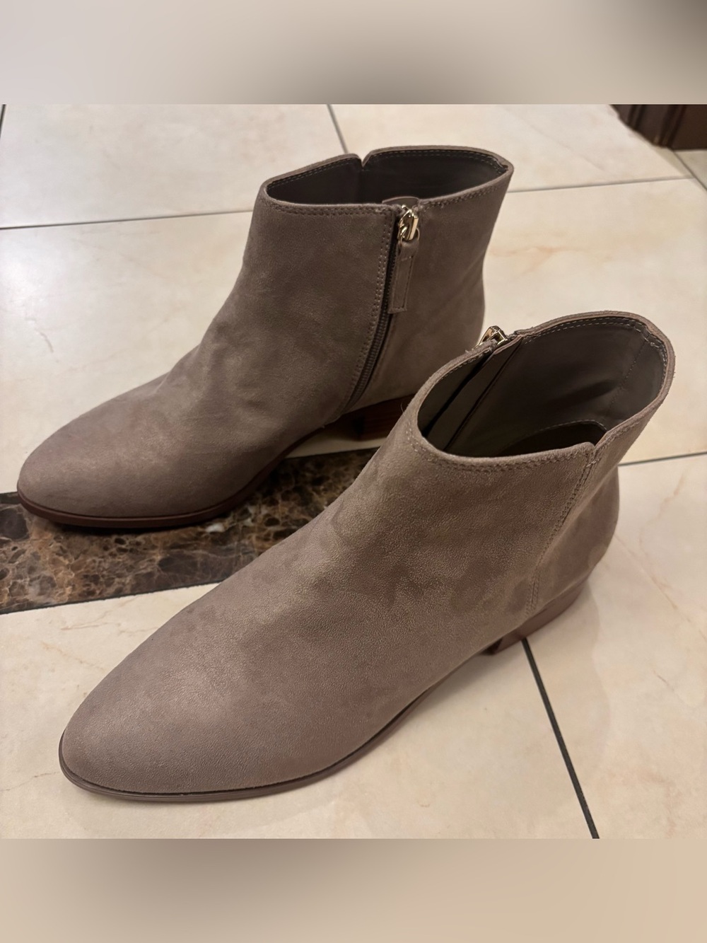 Brand New J. Crew Taupe Suede Side-Zip Ankle Booties | Size 9